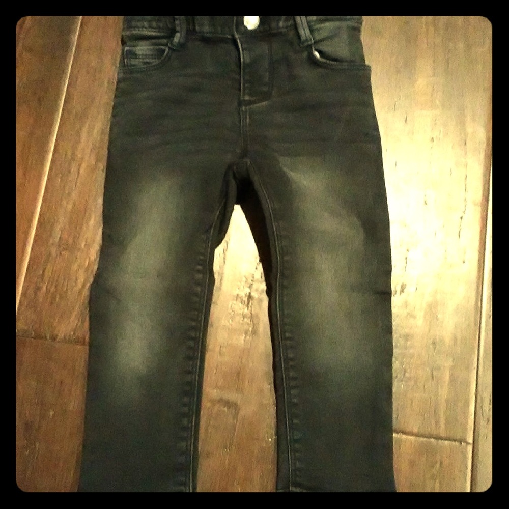 Black, faded adjustable waist jeans